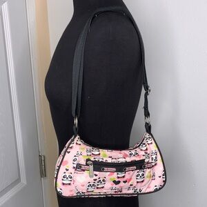 LESPORTSAC Pink Panda Print Shoulder Bag VINTAGE